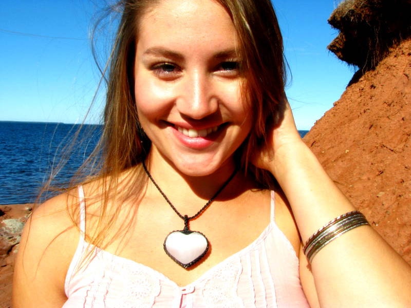 Mothers day gift for women, Selenite Heart Necklace