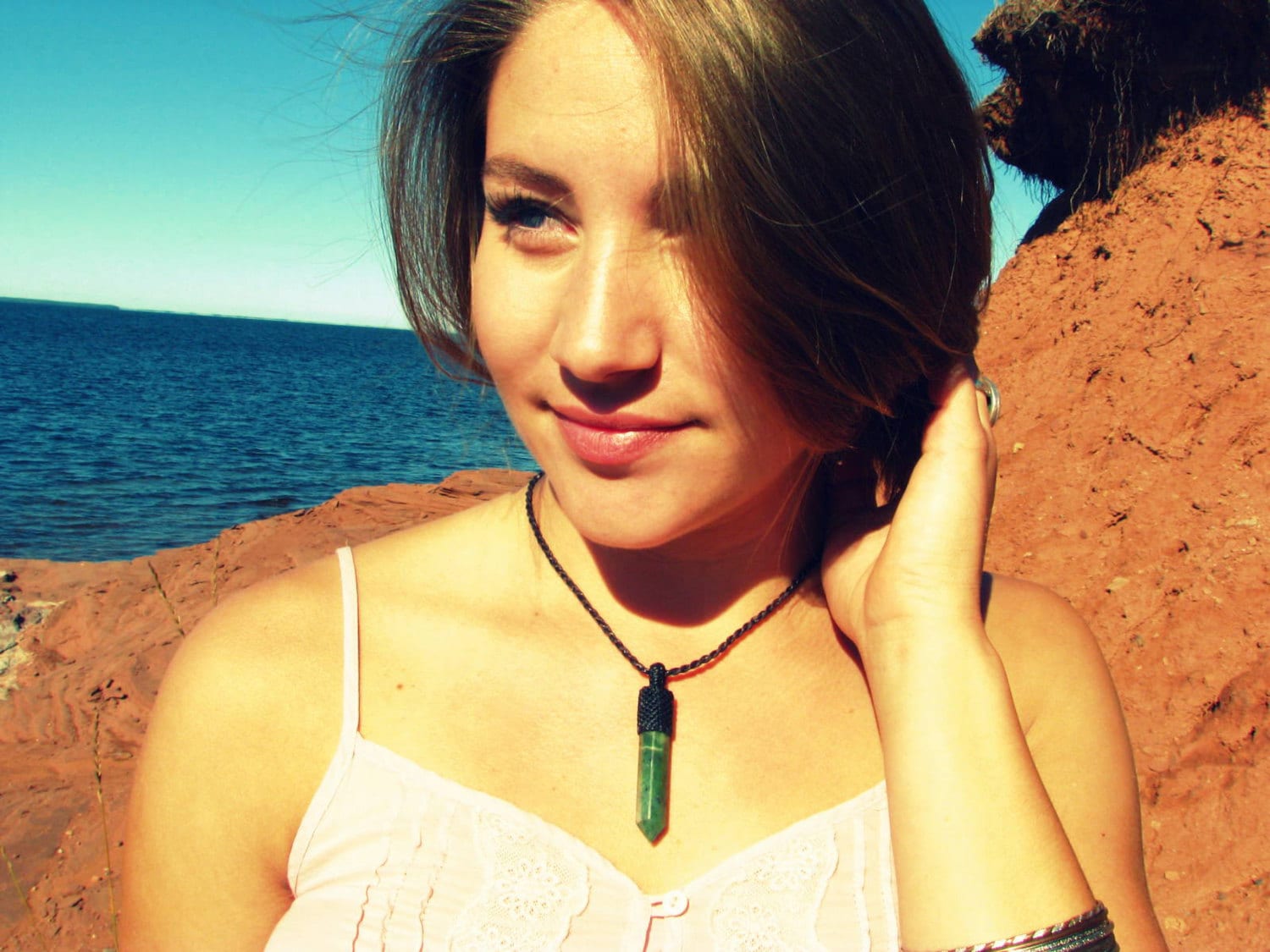 Nephrite Jade Necklace, green jade necklace