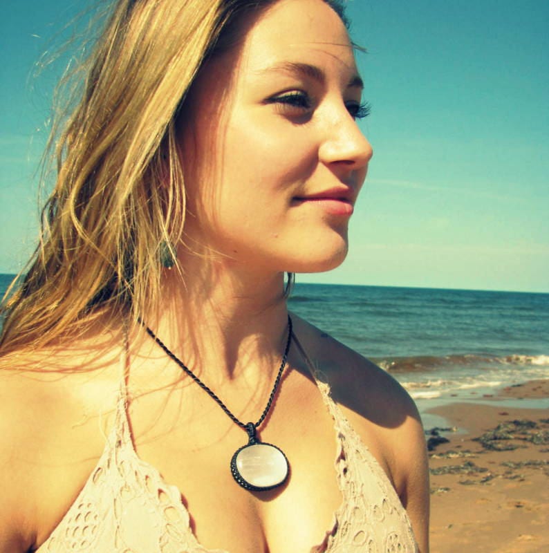 Selenite crystal necklace, gift ideas for the zen seeker