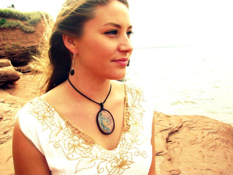 Butterfly Jasper Macrame Necklace: Boho Healing Stone Jewelry