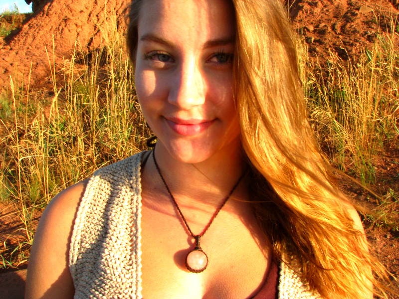 Rose Quartz crystal sphere macrame necklace, gemstone necklace