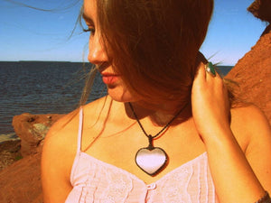 Selenite Heart Necklace, Selenite pendant necklace