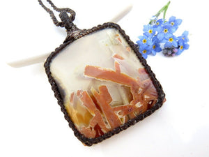 Turkish Agate gemstone necklace, macrame necklace, rare agates, mothers day gift ideas, fathers day gift ideas, unique gift ideas