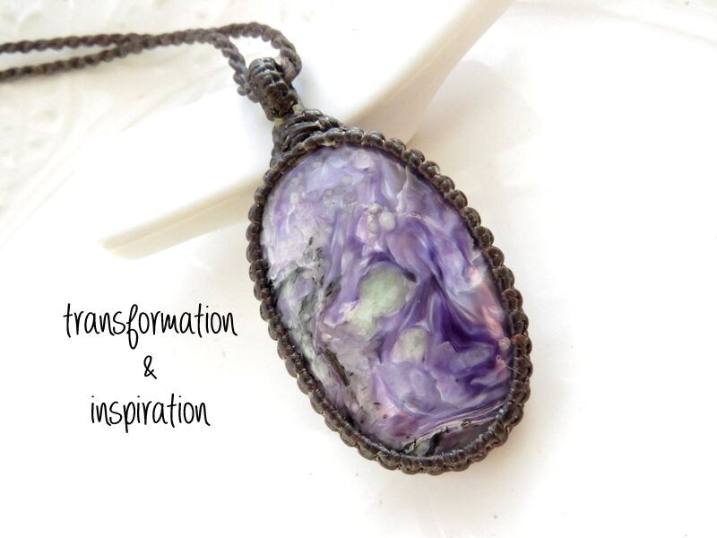 Charoite jewelry set, necklace and earring set