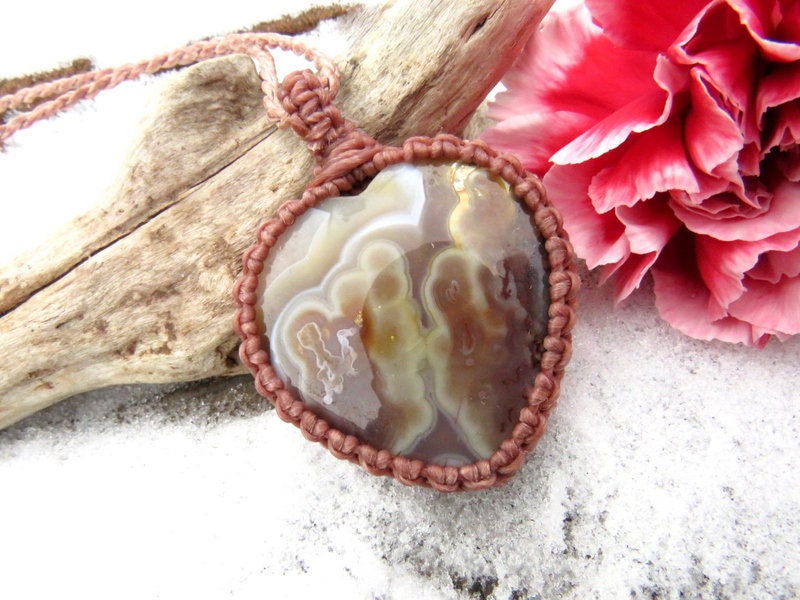 Handmade gifts, Plume Agate gemstone necklace