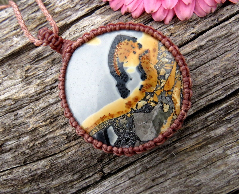 Maligano Jasper macrame necklace, gemstone necklace