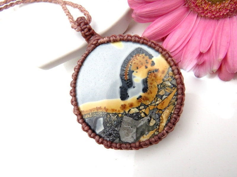 Maligano Jasper macrame necklace, gemstone necklace