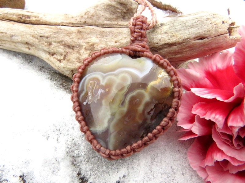 Handmade gifts, Plume Agate gemstone necklace