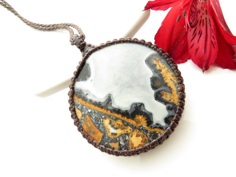 Maligano Jasper macrame necklace, Jasper stone