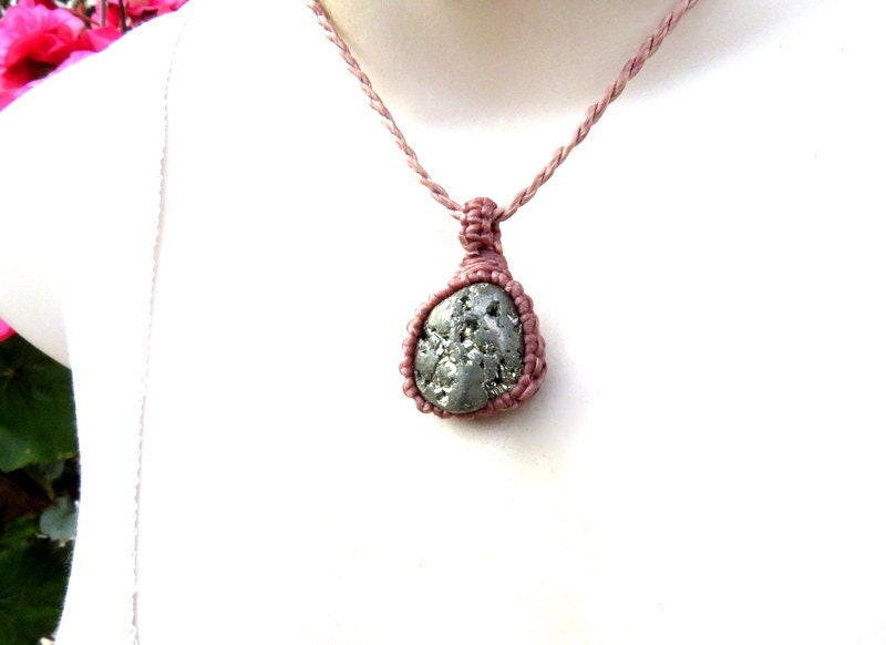 Pyrite crystal necklace, gold pyrite necklace