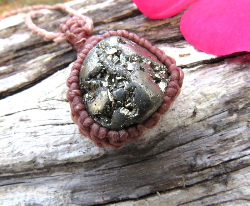 Pyrite crystal necklace, gold pyrite necklace
