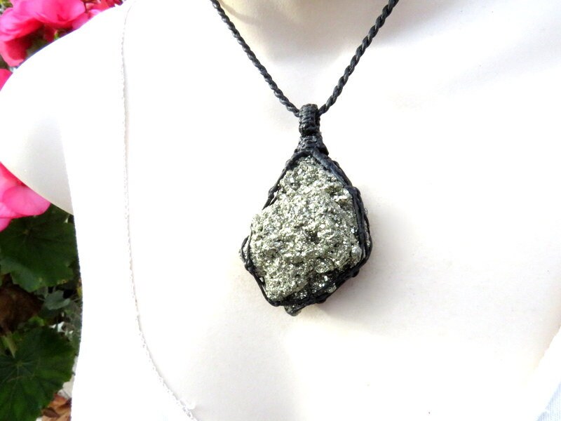Pyrite Crystal druzy necklace, gold necklace