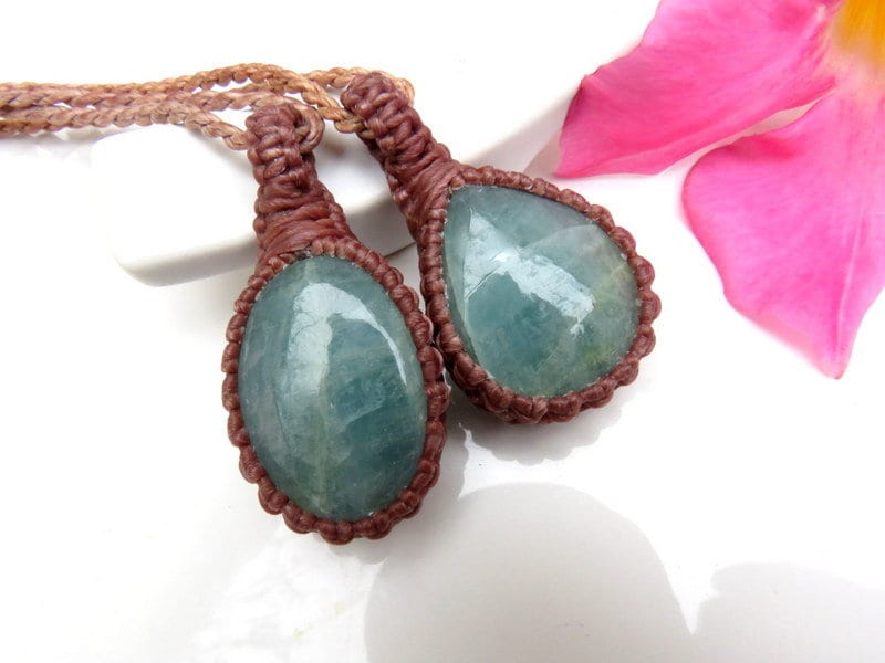 Aquamarine crystal necklace set, Gift for daughter