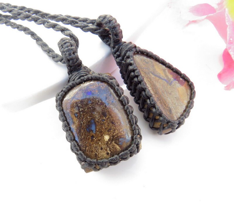 Boulder Opal necklace set, fathers day gift