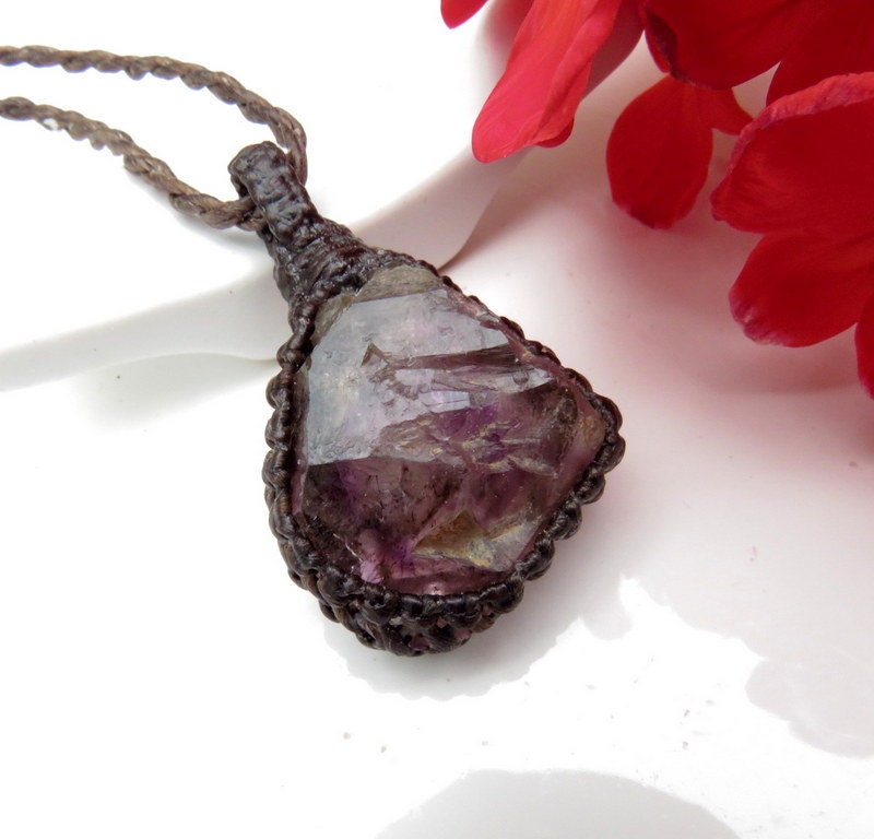 Shangaan Amethyst crystal necklace, Amethyst jewelry