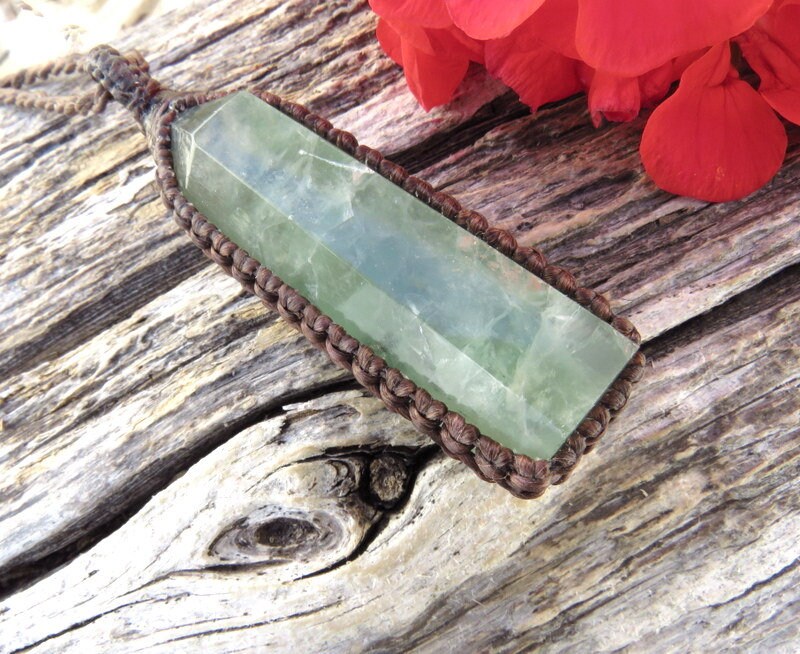 Fluorite necklace, macrame necklace