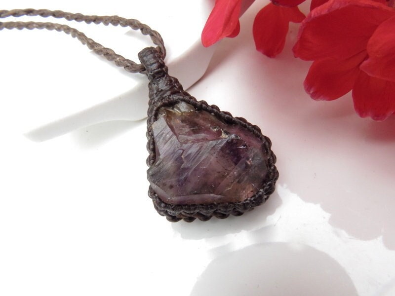 Shangaan Amethyst crystal necklace, Amethyst jewelry