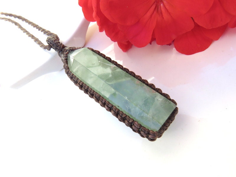 Fluorite necklace, macrame necklace