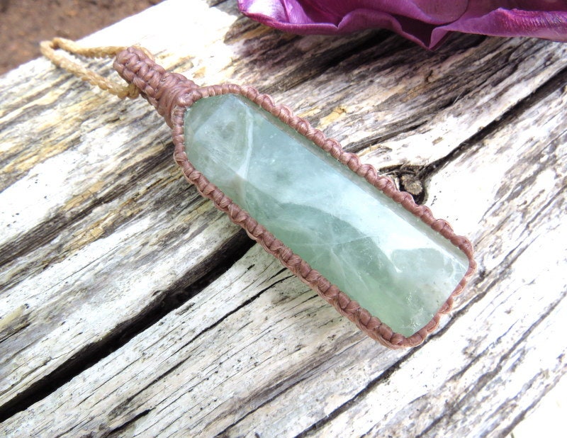 Green Fluorite crystal necklace, green fluorite jewelry