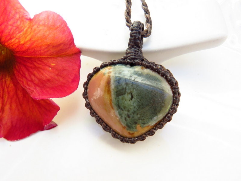 Polychrome Heart Jasper Necklace / Jasper jewelry