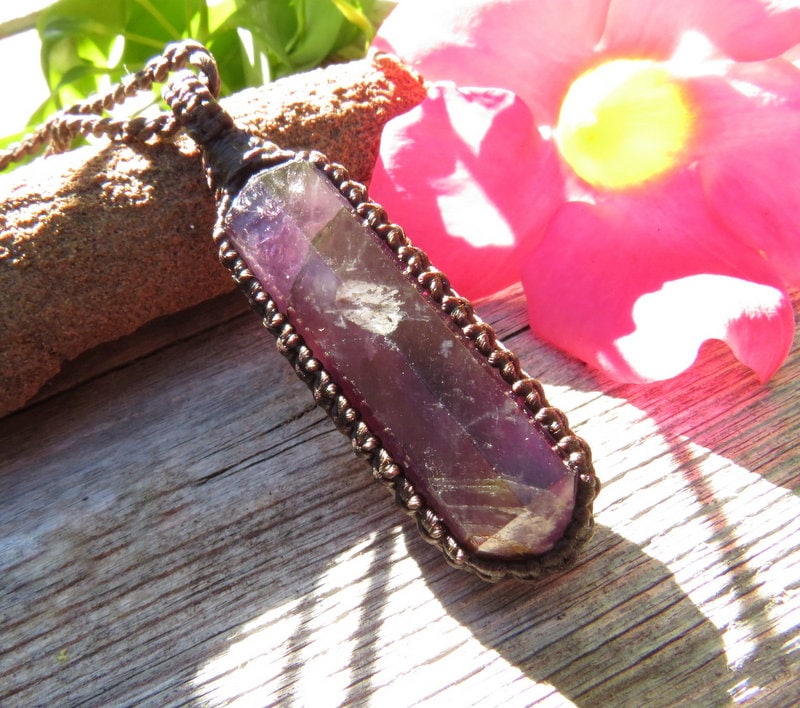 Amethyst necklace, amethyst crystal point necklace