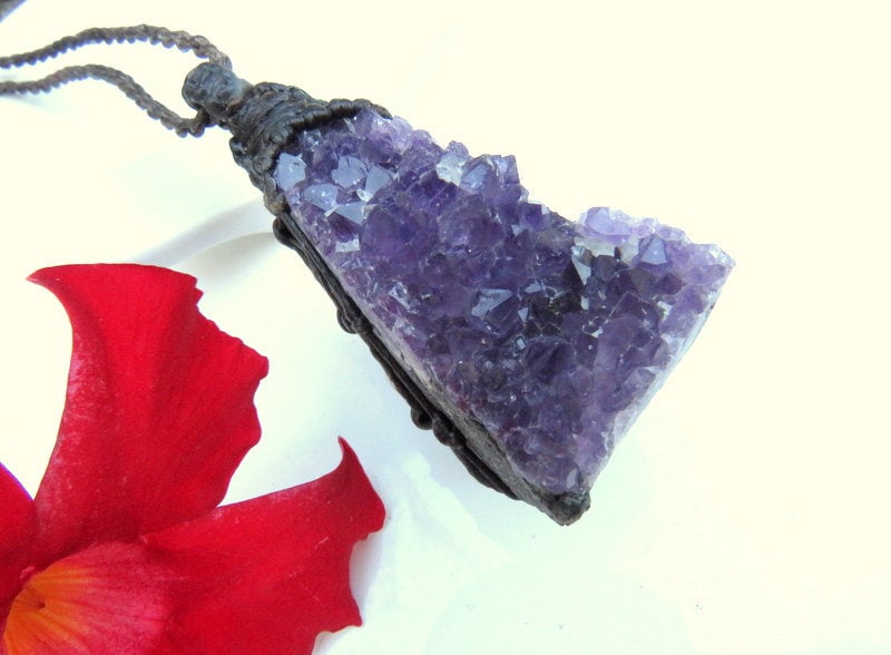 Amethyst druzy crystal necklace, christmas gift ideas for her