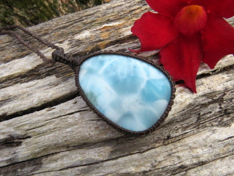 Larimar necklace, blue larimar necklace