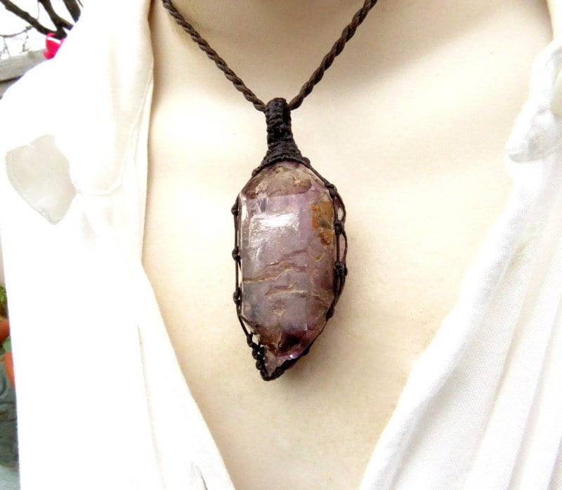 Shangaan Amethyst enhydro crystal necklace, christmas gift