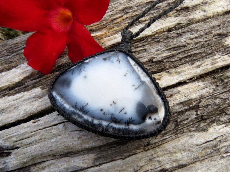 Jewelry gift ideas, Dendrite Opal macrame necklace