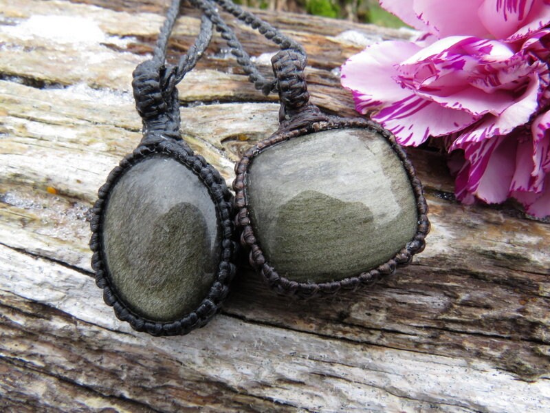 Silver Sheen Obsidian necklace set | Golden Obsidian pendant
