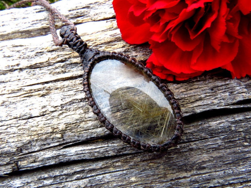 Rutile Quartz Necklace, Golden Rutile