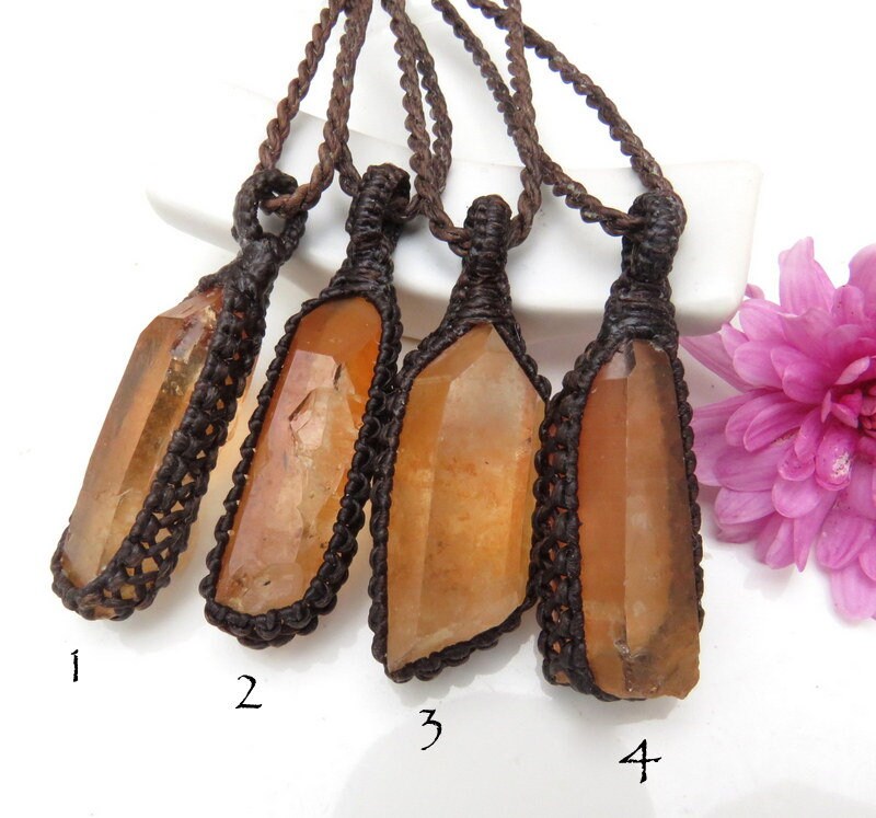 Tangerine Quartz Crystal Necklace, Quartz Crystal Necklace