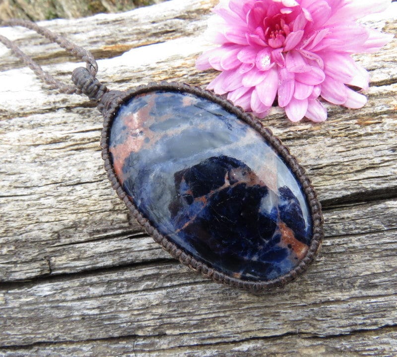 Sodalite gemstone necklace, blue sodalite pendant