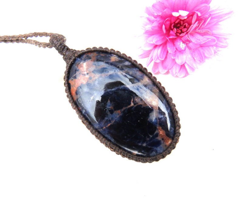 Sodalite gemstone necklace, blue sodalite pendant