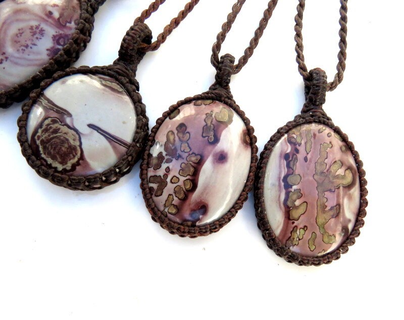 Chohua Jasper macrame necklace, Jasper jewelry
