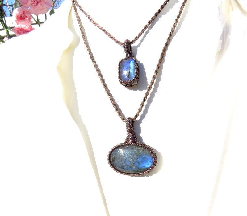 Labradorite necklace set, mom gift