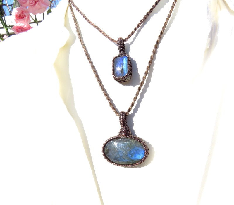 Labradorite necklace set, mom gift