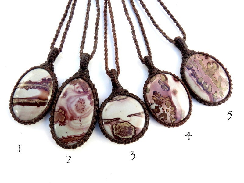 Chohua Jasper macrame necklace, Jasper jewelry
