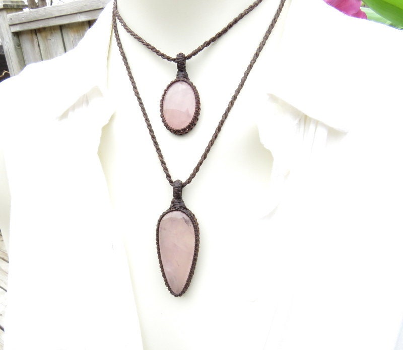 Mother Daughter Necklace set, Rose quartz necklace