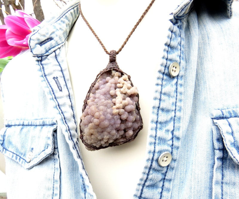 Grape Agate statement necklace, grape agate jewelry