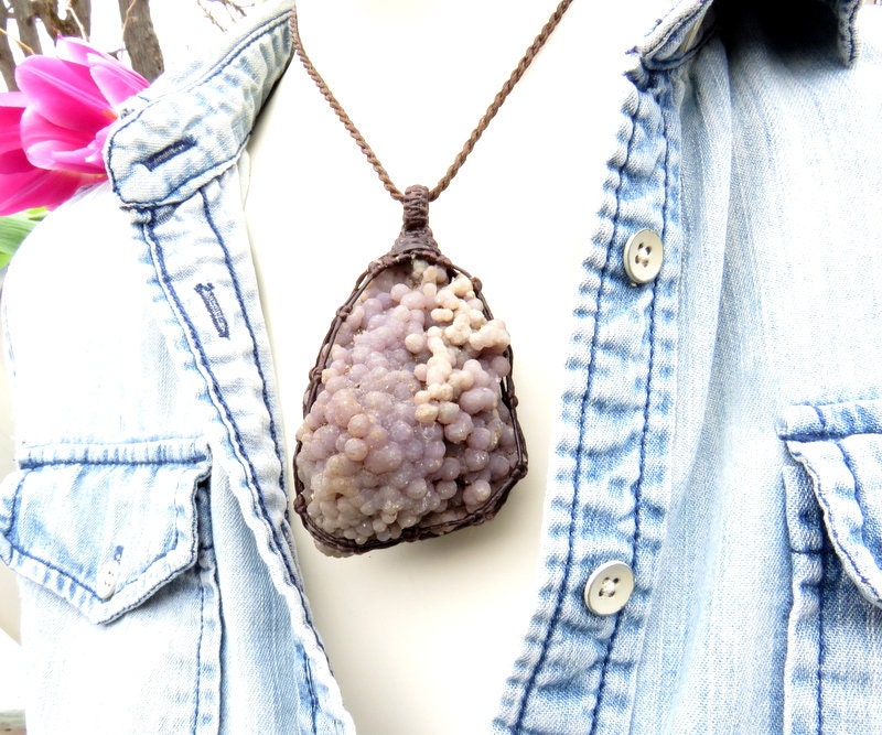 Grape Agate statement necklace, grape agate jewelry