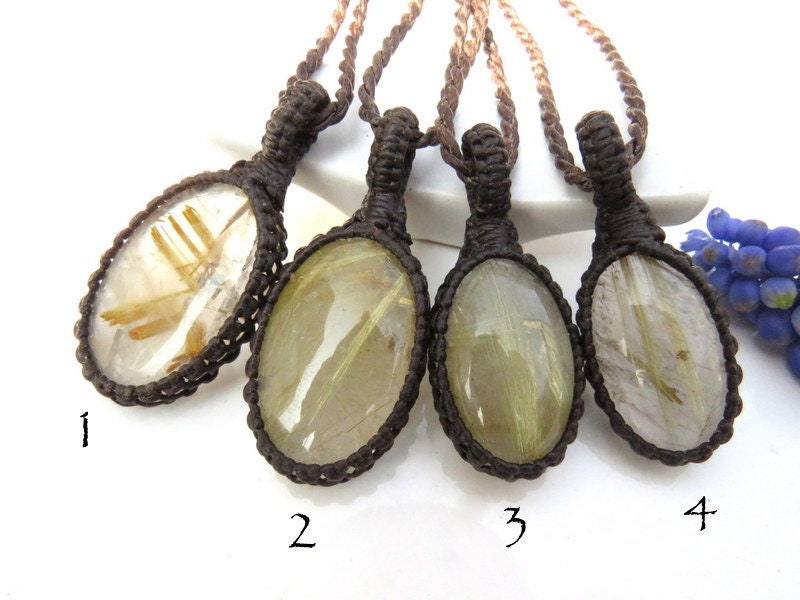 Rutile Quartz Necklace, Golden Rutile