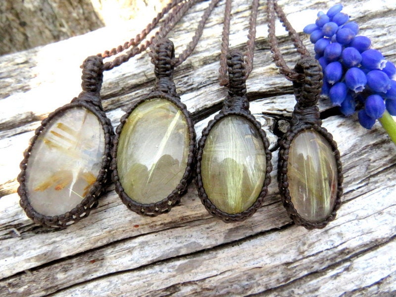Rutile Quartz Necklace, Golden Rutile