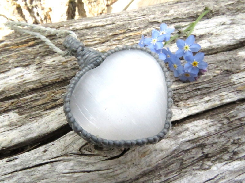Raw Selenite Necklace - Selenite Heart Pendant