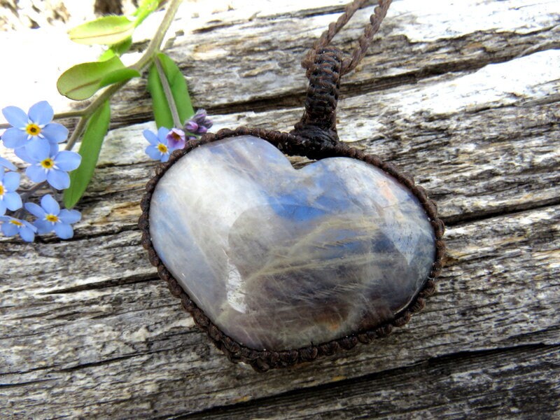 Moonstone and Sunstone heart necklace, Libra birthday