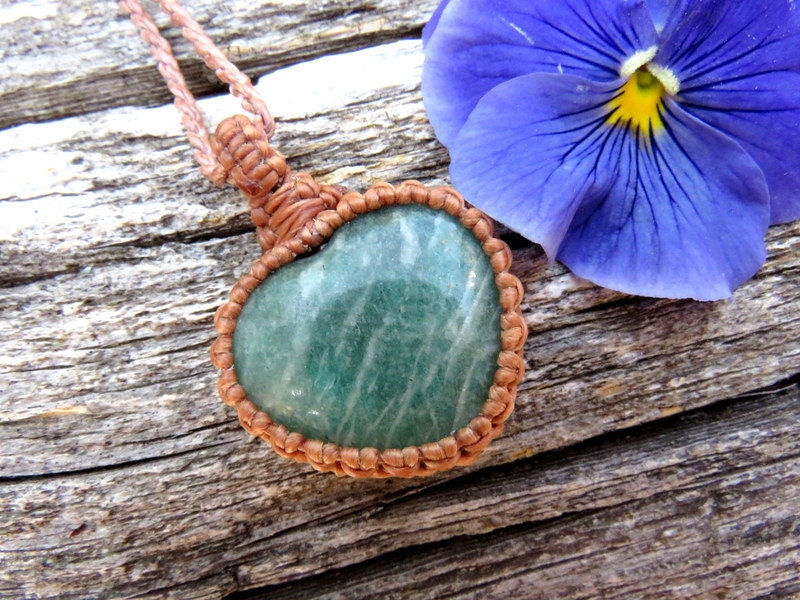 Amazonite Heart Necklace, I love you necklace