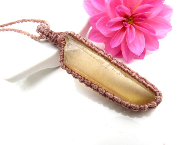 Natural Citrine macrame necklace, citrine jewelry