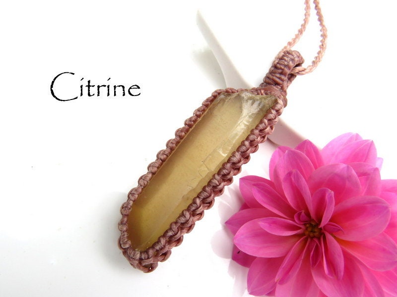 Natural Citrine macrame necklace, citrine jewelry