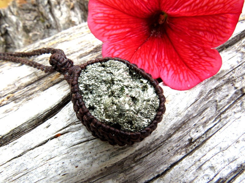 Pyrite Necklace, Pyrite druzy necklace