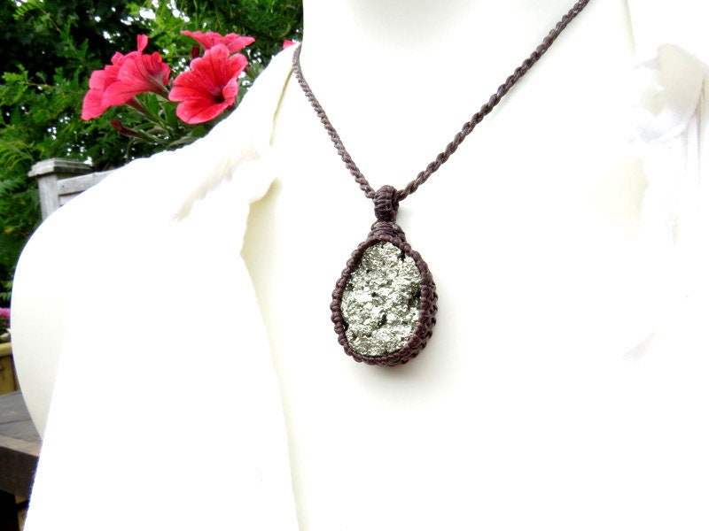 Pyrite Necklace, Pyrite druzy necklace
